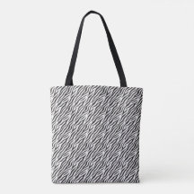 黒と白の小さなシマウマストライプトートバッグ