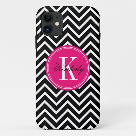 黒と白の山かっこ（ピンクモノグラム） Case-Mate iPhoneケース (裏面)