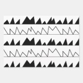 黒と白の山形のストライプパターン ラッピングペーパーシート (正面2)
