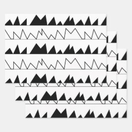黒と白の山形のストライプパターン ラッピングペーパーシート