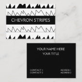 黒と白の山形のストライプパターン 名刺 (正面/裏面)