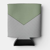 黒と白の山形のデザインと緑の三角形 缶クーラー (正面)