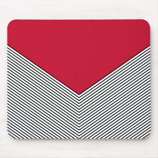 黒と白の山形のデザインと赤の三角形 マウスパッド (正面)