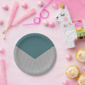 黒と白の山形のデザインと青の三角形 ペーパープレート (パーティー)