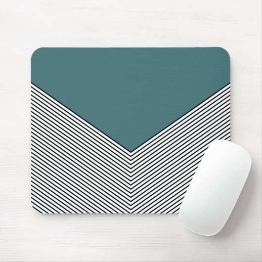 黒と白の山形のデザインと青の三角形 マウスパッド (マウス)