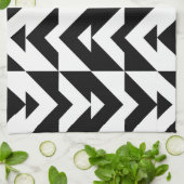 黒と白の山形の幾何学的パターン キッチンタオル (折り畳み)