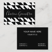 黒と白の山形ジオメトリ 名刺 (正面/裏面)