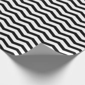 黒と白の山形ジグザグ模様クリスマス ラッピングペーパー (角)