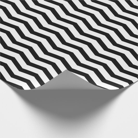 黒と白の山形ジグザグ模様クリスマス ラッピングペーパー (角)