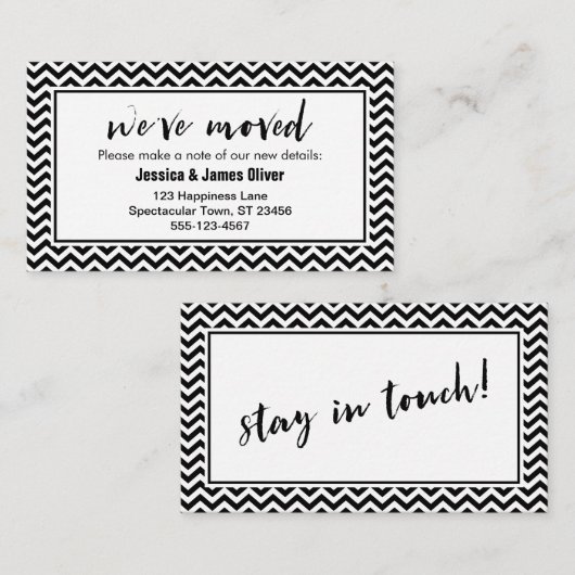 黒と白の山形「引っ越しました」挿入カード エンクロージャーカード (正面/裏面)