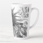 黒と白の巨大なヒマワリヴィンテージ カフェラテマグ (右)