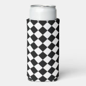 黒と白の市松模様のチェッカーフラグデザイン スリム缶クーラー (Seltzer正面)