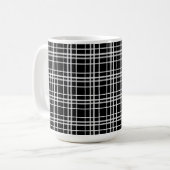 黒と白の市松模様のライン柄 コーヒーマグカップ (正面左)
