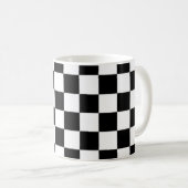 黒と白の市松模様の四角形パターン コーヒーマグカップ (正面右)