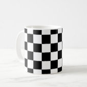 黒と白の市松模様の四角形パターン コーヒーマグカップ (正面左)
