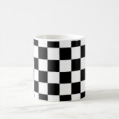 黒と白の市松模様の四角形パターン コーヒーマグカップ (中央)
