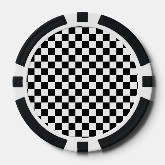 黒と白の市松模様の四角形 ポーカーチップ (正面)