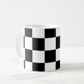黒と白の市松模様 コーヒーマグカップ (正面左)