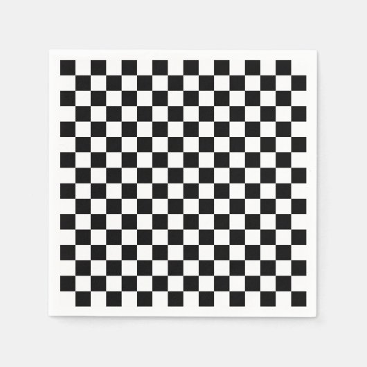 黒と白の市松模様 スタンダードカクテルナプキン (正面)
