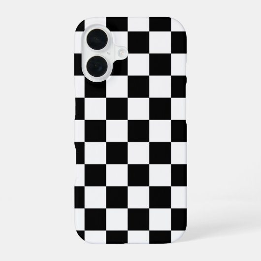 黒と白の市松模様 チェッカーボード iPhone 16ケース (裏面)