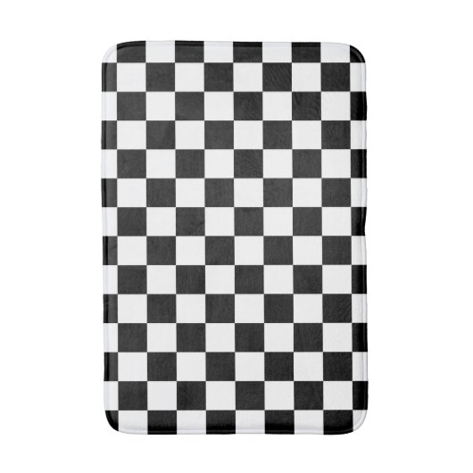 黒と白の市松模様 バスマット (正面縦)
