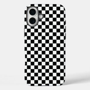 黒と白の市松模様 iPhone 16 PLUSケース