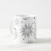 黒と白の幻想的な太陽 月 星 コーヒーマグカップ (正面左)