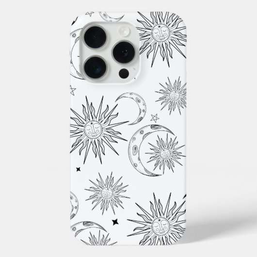 黒と白の幻想的な太陽 月 星 Case-Mate iPhoneケース (裏面)