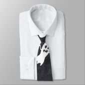 黒と白の幽霊飛んでいるハロウィンタイ ネクタイ (タイ)