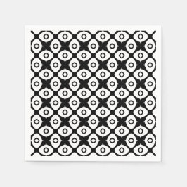 黒と白の幾何学アラベスク模様 スタンダードカクテルナプキン