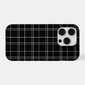 黒と白の幾何学チェック柄 iPhoneケース (裏面横)