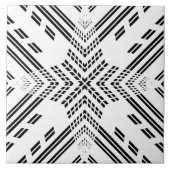 黒と白の幾何学星 タイル (正面)