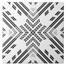 黒と白の幾何学星 タイル