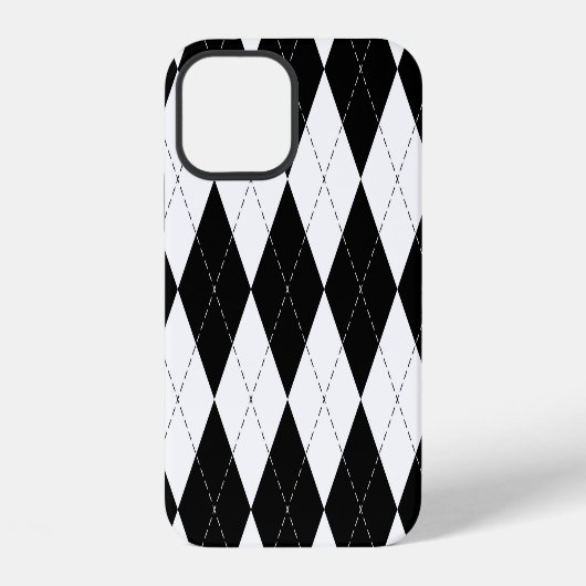 黒と白の幾何学柄アーガイル模様 iPhoneケース (裏面)