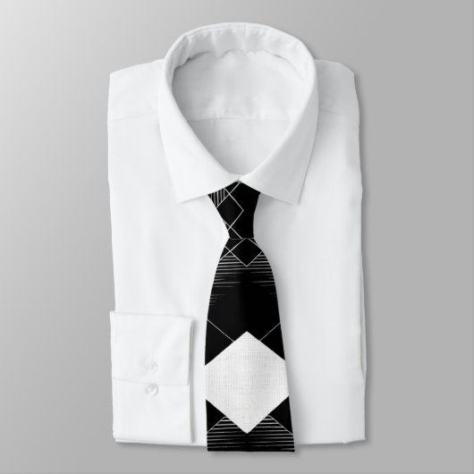 黒と白の幾何学模様アーガイルダイヤモンドネクタイ ネクタイ (タイ)