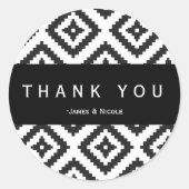 黒と白の幾何学模様シックなステッカー ラウンドシール (正面)