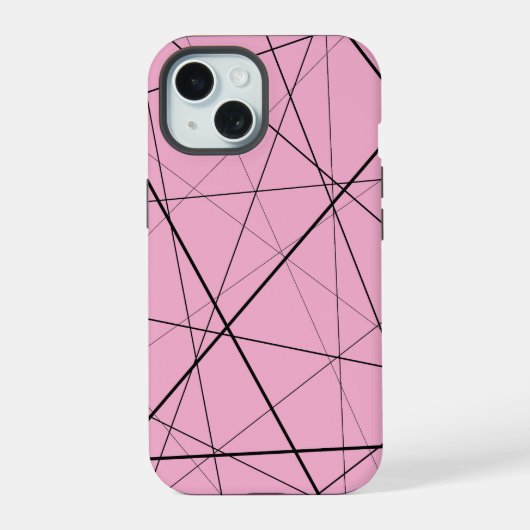 黒と白の幾何学模様 iPhone 15ケース (裏面)