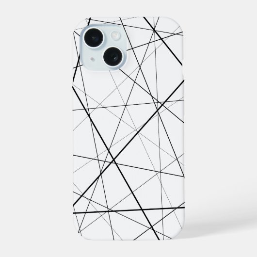 黒と白の幾何学模様 iPhone 15ケース (裏面)