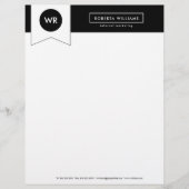 黒と白の幾何学的なカバーレター レターヘッド (正面)