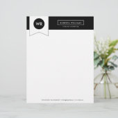 黒と白の幾何学的なカバーレター レターヘッド (スタンド正面)