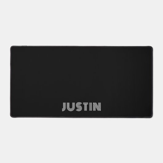 黒と白の幾何学的なレトロスタイルの名前 デスクマット (正面)