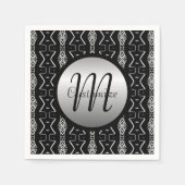 黒と白の幾何学的な三角形のナプキン スタンダードカクテルナプキン (正面)