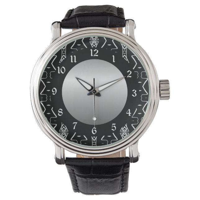 黒と白の幾何学的な三角形の腕時計 腕時計 (正面)