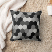 黒と白の幾何学的な六角形のシェード クッション (ブランケット)