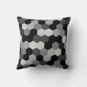 黒と白の幾何学的な六角形のシェード クッション (裏面)