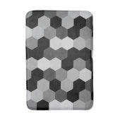 黒と白の幾何学的な六角形のシェード バスマット (正面縦)