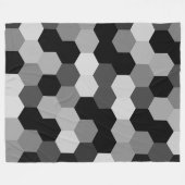 黒と白の幾何学的な六角形のシェード フリースブランケット (正面(横))