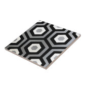 黒と白の幾何学的な六角形の黒と白 タイル (側面)