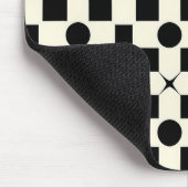 黒と白の幾何学的な円形パターン マウスパッド (コーナー)