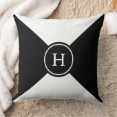 黒と白の幾何学的な図形のモノグラム クッション (ブランケット)